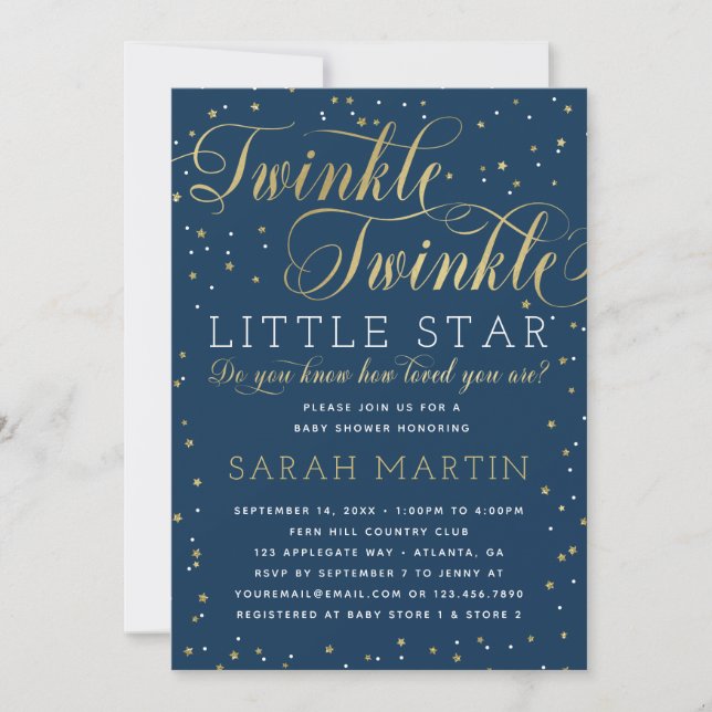 Twinkle Twinkle Little Star Baby Shower Invitation (Front)