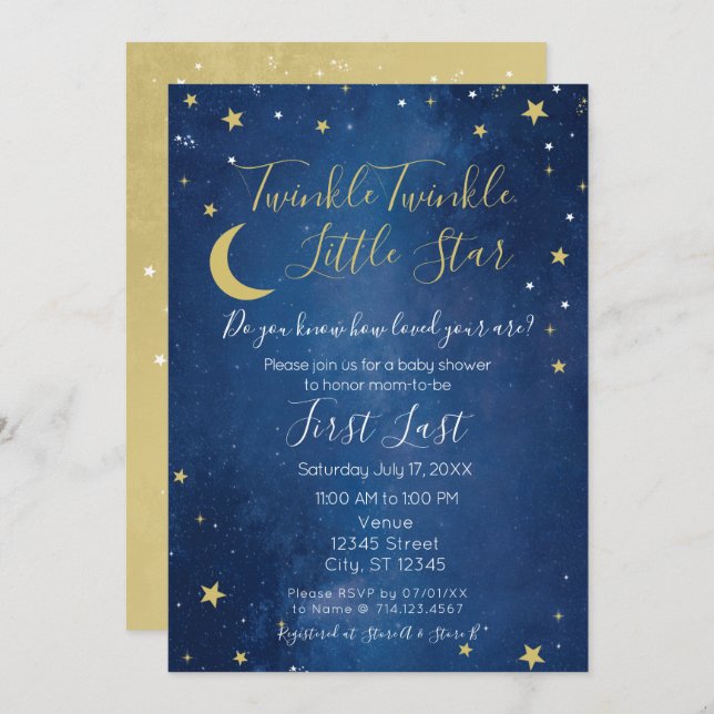 Twinkle Twinkle Little Star Baby Shower Invitation (Front/Back)