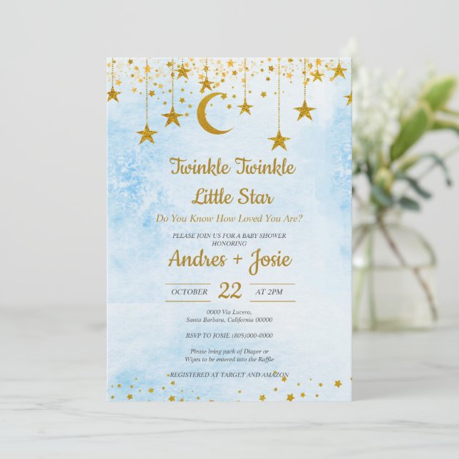 Twinkle Twinkle Little Star Baby Shower Invitation (Standing Front)