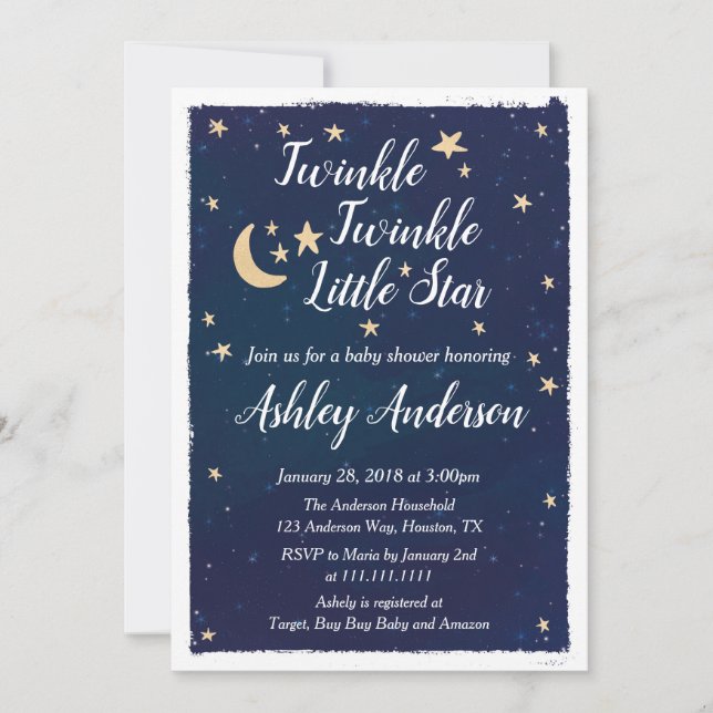 Twinkle Twinkle Little Star Baby Shower Invitation (Front)