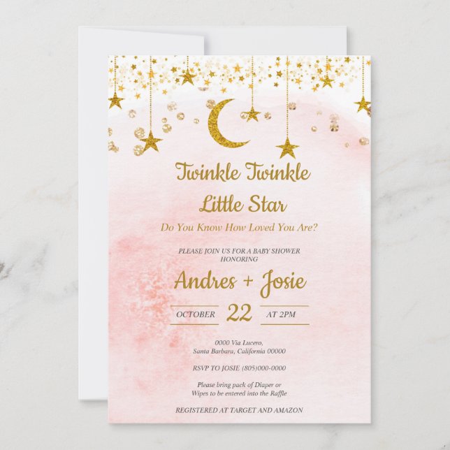 Twinkle Twinkle Little Star Baby Shower Invitation (Front)