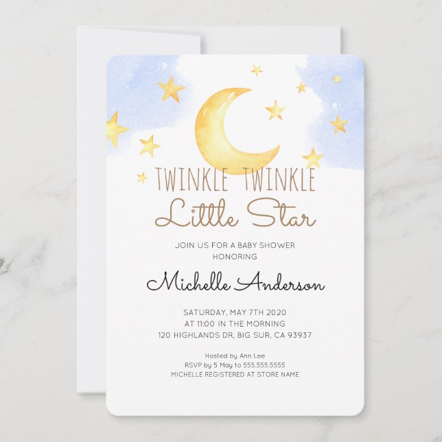 Twinkle Twinkle Little Star Baby Shower Invitation (Front)