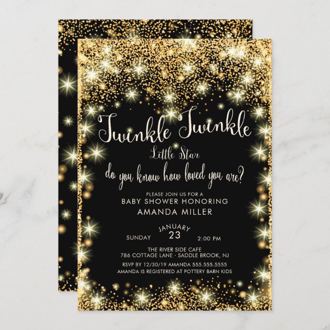 Twinkle Twinkle Little Star Baby Shower Invitation (Front/Back)