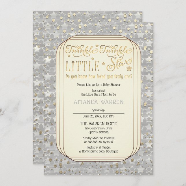 Twinkle Twinkle Little Star Baby Shower Invitation (Front/Back)