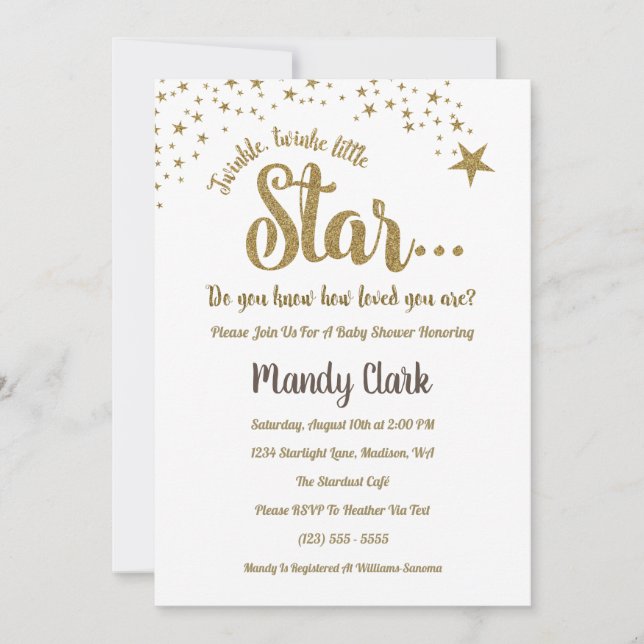 Twinkle Twinkle Little Star Baby Shower Invitation (Front)