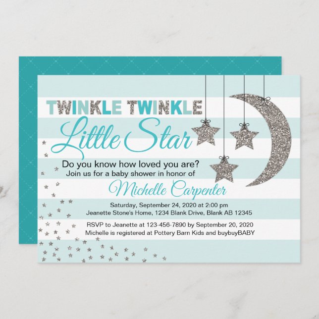 twinkle twinkle little star baby shower invitation (Front/Back)