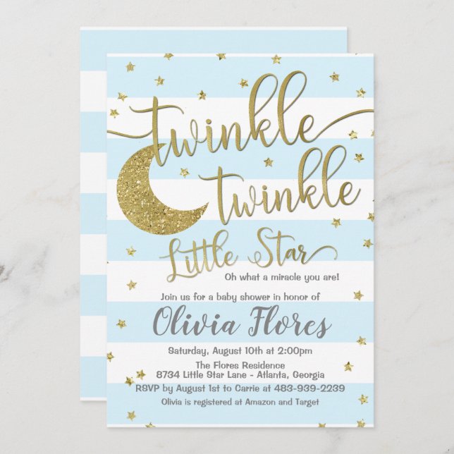 Twinkle Twinkle Little Star Baby Shower Invitation (Front/Back)
