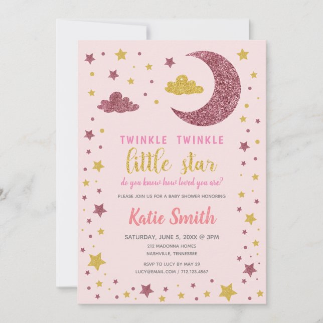 Twinkle Twinkle Little Star Baby Shower Invitation (Front)