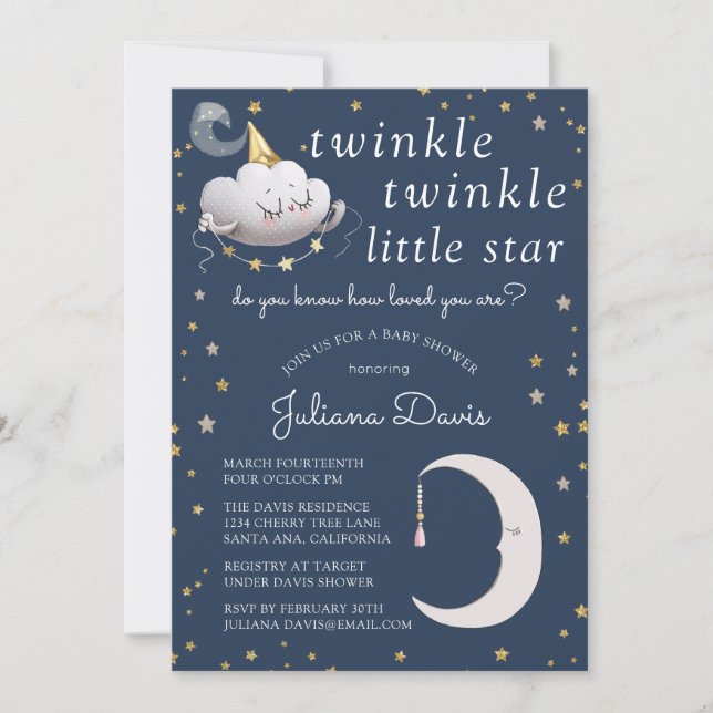 Twinkle Twinkle Little Star Baby Shower Invitation (Front)