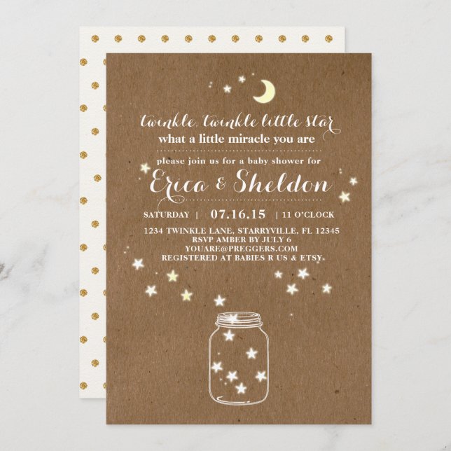 Twinkle Twinkle Little Star Baby Shower Invitation (Front/Back)