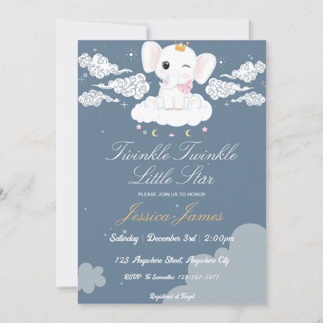 Twinkle Twinkle Little Star Baby Shower Invitation (Front)