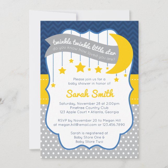 Twinkle Twinkle Little Star Baby Shower Invitation (Front)