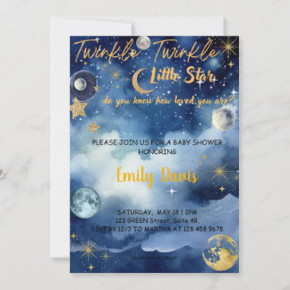 Twinkle Twinkle Little Star Baby Shower Invitation