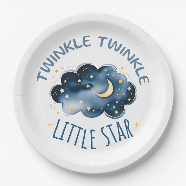 Twinkle Twinkle Little Star Baby Shower Paper Plate (Front)