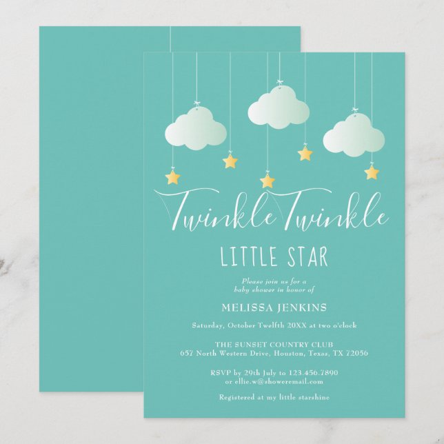 Twinkle Twinkle Little Star Baby Shower / Sprinkle Invitation (Front/Back)