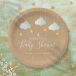 Twinkle Twinkle Little Star Baby Shower / Sprinkle Paper Plate<br><div class="desc">Featuring cute mint green clouds and golden stars on strings,  on a rustic kraft boho background,  this gender neutral baby shower,  sprinkle or couples shower invitation is perfect for all little ones who are on their way.</div>