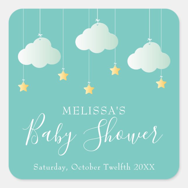 Twinkle twinkle little star baby shower square sticker (Front)