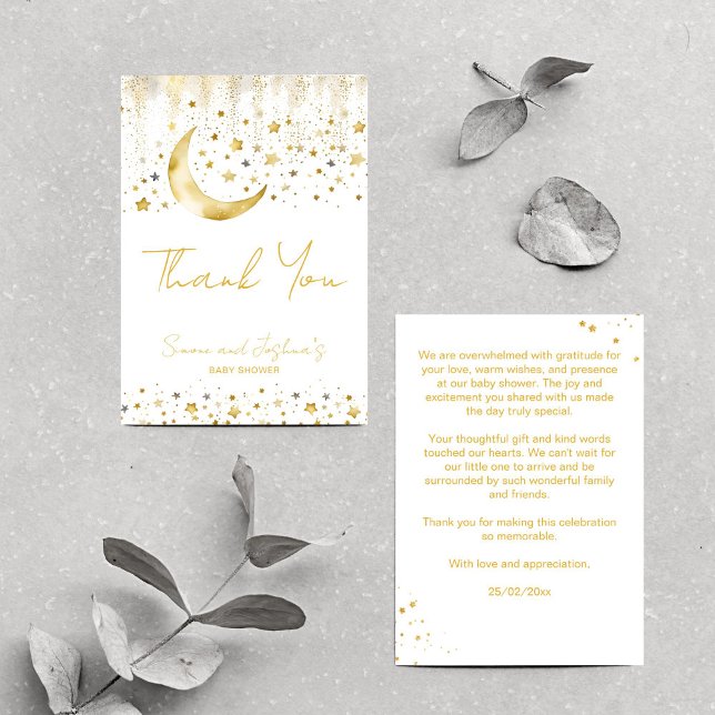 Twinkle twinkle little star baby shower thank you card (Twinkle twinkle little star baby shower thank you card gold moon and stars simple boho thank you)