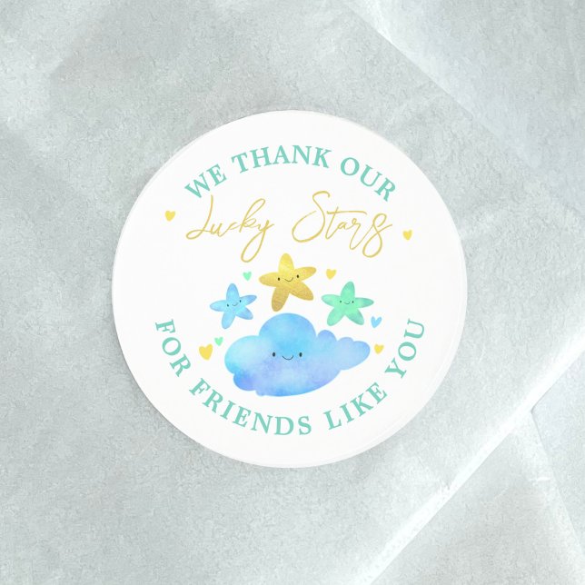 Twinkle Twinkle Little Star Baby Shower Thank You  Classic Round Sticker (Creator Uploaded)