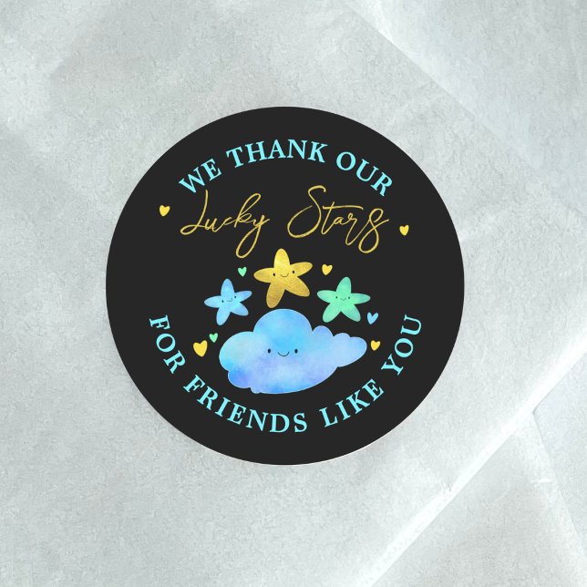 Twinkle Twinkle Little Star Baby Shower Thank You Classic Round Sticker (Creator Uploaded)