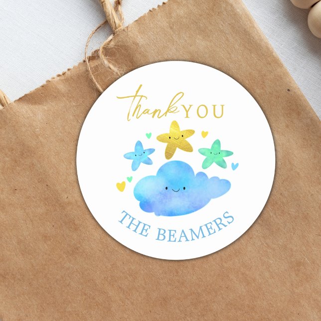 Twinkle Twinkle Little Star Baby Shower Thank You  Classic Round Sticker (Creator Uploaded)