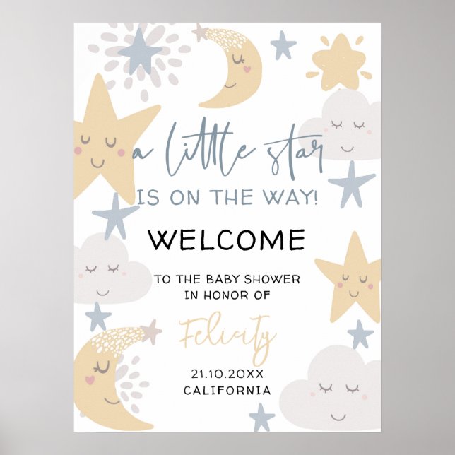 Twinkle Twinkle Little Star Baby Shower Welcome Poster (Front)