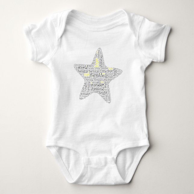 Twinkle Twinkle Little Star Baby Word Art Baby Bodysuit (Front)