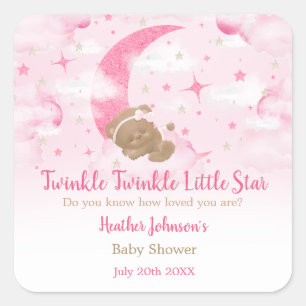 Twinkle Twinkle Little Star Bear Baby Shower Square Sticker