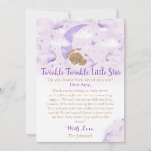 Twinkle Twinkle Little Star Bear Baby Shower Thank You Card