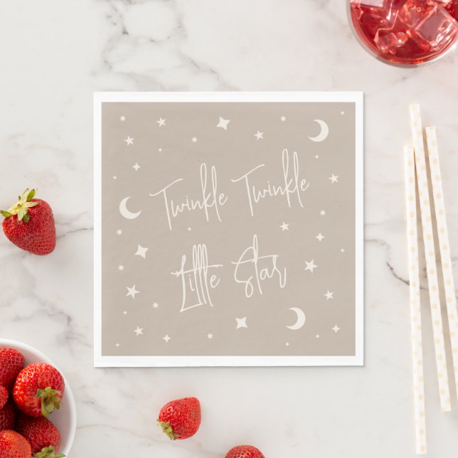 Twinkle Twinkle Little Star Beige Baby Shower Napkin (Insitu)