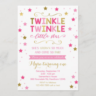 Twinkle Twinkle Little Star Birthday Invitation