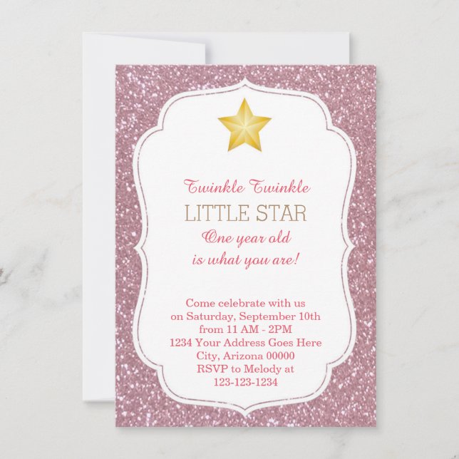Twinkle Twinkle Little Star Birthday Invitation (Front)