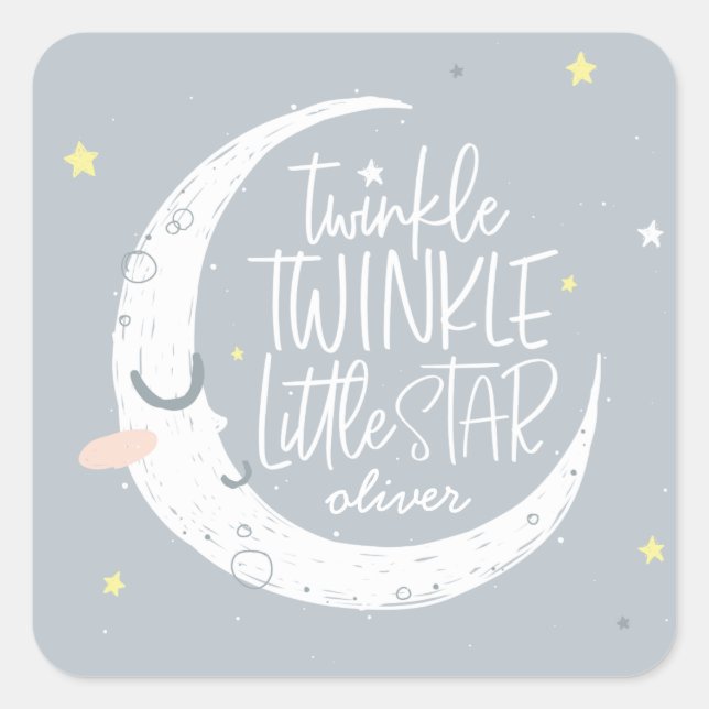 Twinkle, twinkle little star birthday party square sticker (Front)