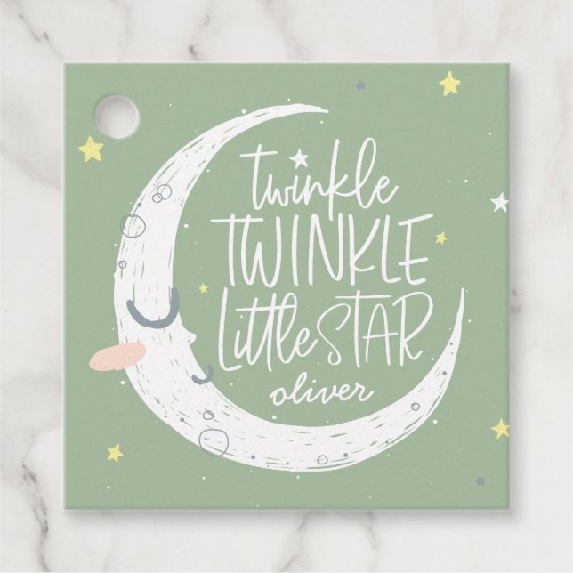Twinkle, twinkle little star birthday party tag (Front)