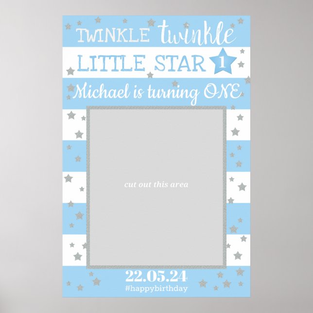 Twinkle Twinkle Little Star Birthday Photo Prop Poster (Front)