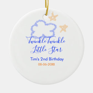 Twinkle twinkle little star birthday purple orange ceramic ornament