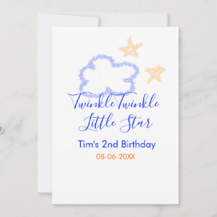 Twinkle twinkle little star birthday purple orange invitation