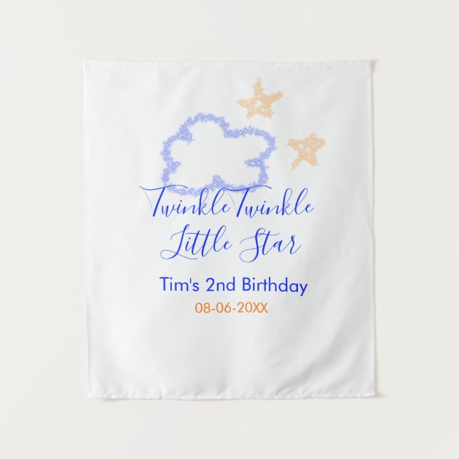 Twinkle twinkle little star birthday purple orange tapestry (Front)