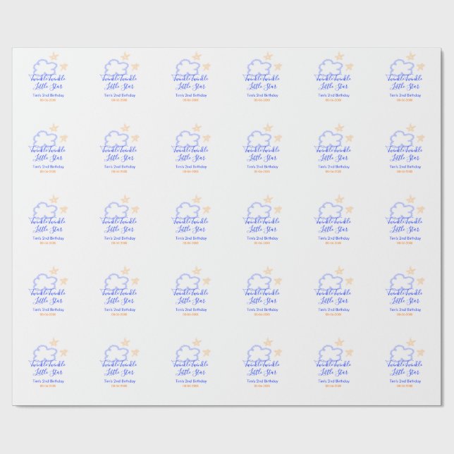 Twinkle twinkle little star birthday purple orange wrapping paper (Flat)
