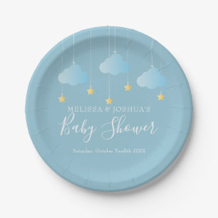Twinkle Twinkle Little Star Blue Baby Boy Shower Paper Plate