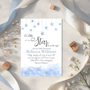 Twinkle Twinkle Little Star Blue Boy Baby Shower Invitation