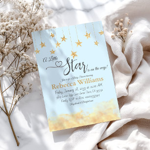Twinkle Twinkle Little Star Blue Cloud Baby Shower Invitation