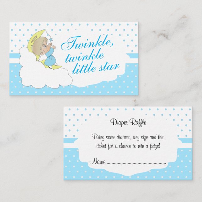 Twinkle, Twinkle Little Star - Blue Diaper Raffle Enclosure Card (Front/Back)