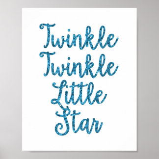 Twinkle Twinkle Little Star Blue Glitter Poster