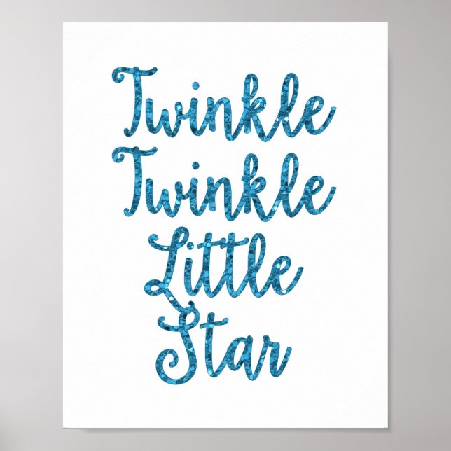 Twinkle Twinkle Little Star Blue Glitter Poster (Front)