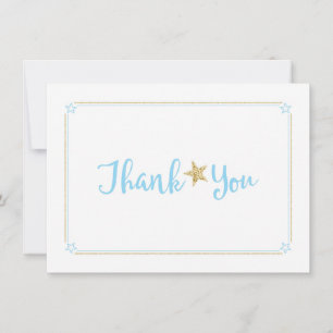 Twinkle Twinkle Little Star Blue Gold Thank You Card