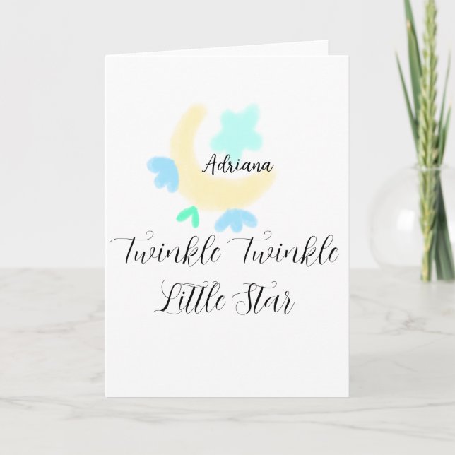 twinkle twinkle little star blue stars yellow moon card (Front)
