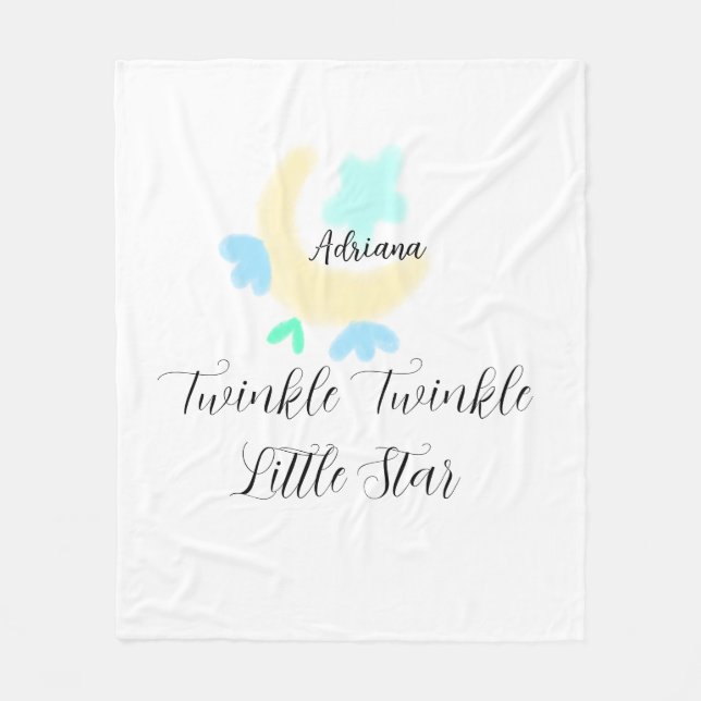 twinkle twinkle little star blue stars yellow moon fleece blanket (Front)