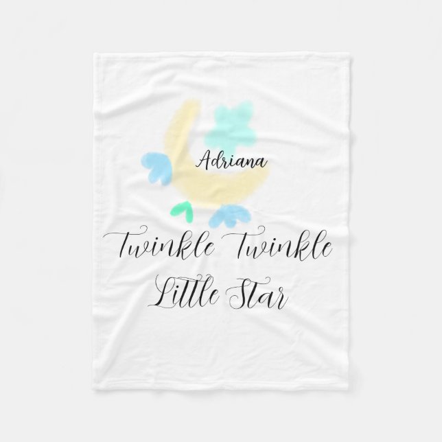 twinkle twinkle little star blue stars yellow moon fleece blanket (Front)
