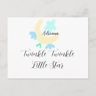 twinkle twinkle little star blue stars yellow moon holiday postcard
